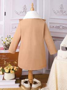 SHEIN 女小童荷葉邊前蝴蝶結洋裝 - 卡其色 - 查看 2