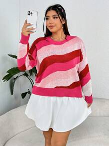 SHEIN EZwear Plus Pull À Blocs De Couleurs Épaule tombante - Multicolore - Voir 6
