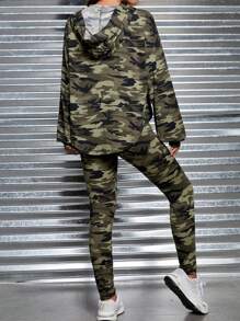 SHEIN EZwear Camo In Thả vai Hoodie & Leggings - Nhiều màu - Xem 2