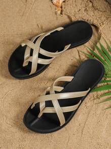 金色一腳蹬舒適柔軟平底女式涼鞋 - 金色 - 查看 4