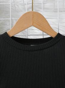 SHEIN Young Girl Ruffle Trim Contrast Star Mesh Hem Belted Dress