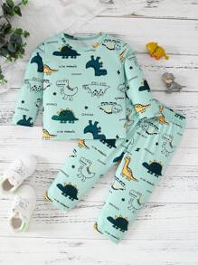 Baby Boys Dinosaur Print Tee & Pants