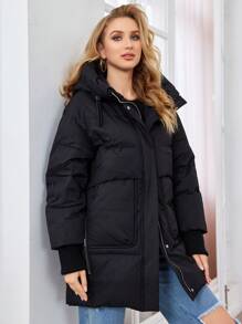 GASMAN Zapinany na suwak, ocieplany płaszcz z kapturem na zimę