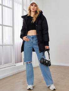 GASMAN Zapinany na suwak, ocieplany płaszcz z kapturem na zimę