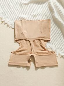 Snug Zone Women's High Stretch Apricot Plain Cut Out Shapewear Shorts Casual Semi Sheer Underwear Bottoms Comfortable And Seamless Body Shaper - Apricot - View 7