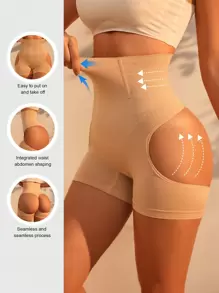 Snug Zone Women's High Stretch Apricot Plain Cut Out Shapewear Shorts Casual Semi Sheer Underwear Bottoms Comfortable And Seamless Body Shaper - Apricot - View 1