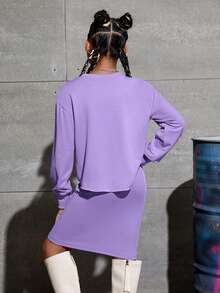 SHEIN Bộ Con gái - Màu tím - Xem 2