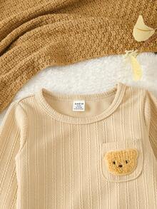Baby Boy Bear Patched Pocket Front Tee & Pants PJ Set - Mocha Brown - View 7