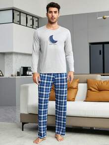 1 Áo thun ngủ in hình mặt trăng & 1 Quần short ngủ kẻ sọc Bộ PJ / Bộ Pyjama - Nhiều màu - Xem 5