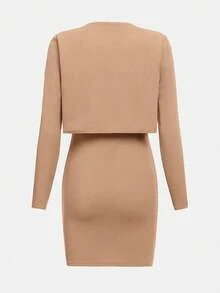 SHEIN 青少年（女）兩件套 - 駝色 - 查看 2