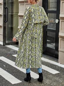 GENKIRA Snakeskin Print Belted Trench Coat - Multicolor - View 2