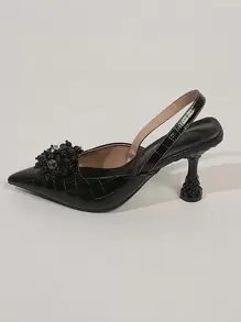 尖頭高跟泵鞋 - 黑色 - 查看 3