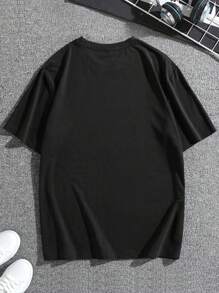 Men Plus Car Print Drop Shoulder Tee - Black - View 2