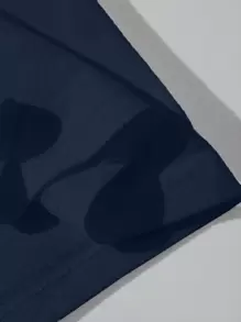 男士字母圖案T恤 - 藏蓝色 - 查看 4