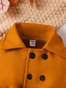 Baby Boy Double Breasted Belted Coat - Camel - View 5