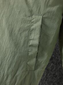 Tween Boy Zip Up Drop Shoulder Padded Coat Without Hoodie - Army Green - View 6