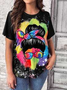 SHEIN LUNE Áo thun Plus size - màu đen - Xem 7