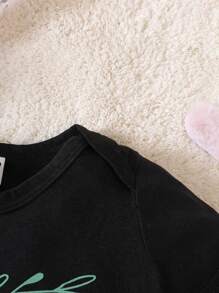 Baby Girl Slogan Graphic Bodysuit - Black - View 6