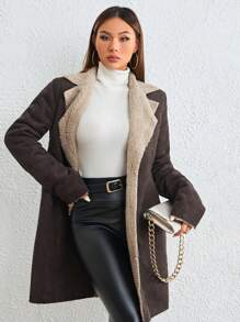 SHEIN Essnce Áo khoác nữ - màu nâu - Xem 4