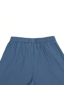 Manfinity Homme Pantalones holgados de unicolor con cinturón para hombres, pantalones de harén lisos y frescos de color azul claro para salir, otoño - Azul - Ver 5