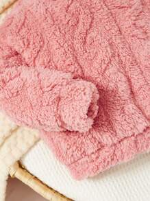 SHEIN 女婴3D耳朵设计泰迪熊卫衣 - 粉色 - 查看 4