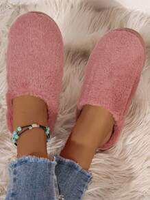 Minimalist Fluffy Bedroom Slippers - Dusty Pink - View 5