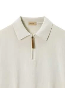 Men Zipper Front Sweater - Apricot - View 3