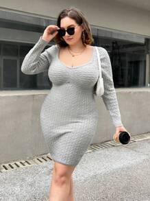 SHEIN Essnce Plus Sweetheart Neck Bodycon Sweater Dress