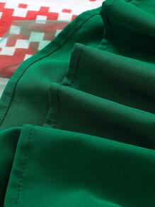 Bebé niña Vestido con estampado de Navidad con lazo delantero bajo con malla - Verde - Ver 8