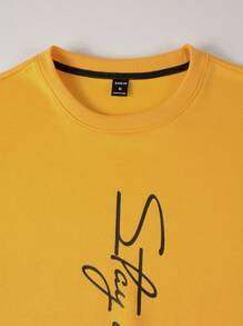 Manfinity Homme Men Letter Graphic Drop Shoulder Sweatshirt - Yellow - View 4