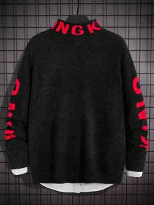 GENTILAND 男士字母印花毛衣 - 黑色 - 查看 5