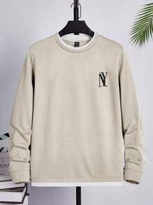 Manfinity RebelGame Men Letter Graphic 2 In 1 Sweatshirt - Khaki - View 1