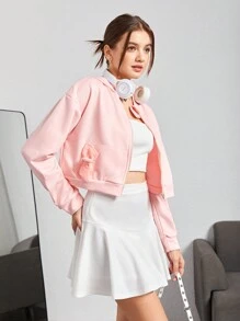 SHEIN Explorewe Teen Girls Drop Shoulder Zip Up Hoodie