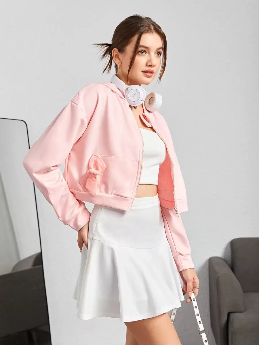 SHEIN Explorewe Teen Girls Drop Shoulder Zip Up Hoodie