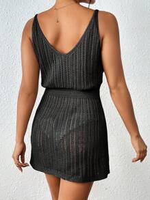 SHEIN Swim Summer Beach Hollow Out Cover Up Dress Without Bikini