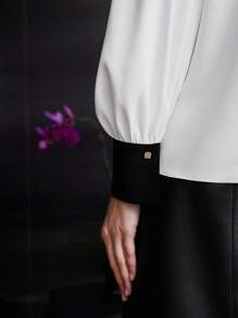 MOTF PREMIUM 对比色领子衬衫 - 白色 - 查看 6