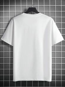 Manfinity Homme Camiseta casual de manga corta con gráfico de letras para hombre, regalo para el novio, para el trabajo - Blanco - Ver 4