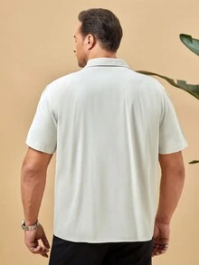 Manfinity Homme Men Plus Solid Zip Up Shirt - Apricot - View 2