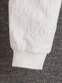 Young Boy Letter Patched Thermal Lined Zip Up Hooded Jacket & Sweatpants & Sweatshirt