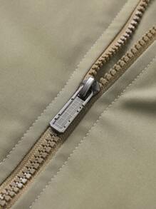 Manfinity Homme Men's Loose Fit Hooded Padded Coat With Zipper - Green - View 6