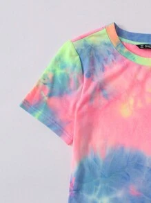 SHEIN EZwear Tie Dye Tee - Multicolor - View 3