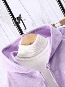 Teen Girl Flap Detail Hooded Jacket & Sweatpants Without Sweater