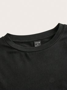 SHEIN Unity Của phụ nữ Màu thuần Tay áo dài Áo thun - màu đen - Xem 4