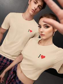Manfinity VCAY Men 1pc Heart & Letter Graphic Tee
