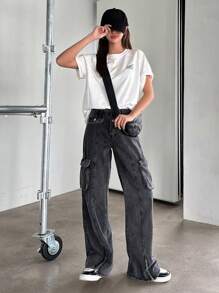 DAZY 字母圖案插肩袖T恤 - 白色 - 查看 6