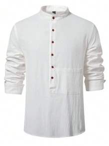 Manfinity Homme Men Button Front Solid Shirt - White - View 3