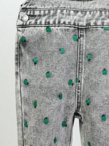 Baby Girl Ruffle Trim Denim Overall Jumpsuit - Grey - View 5