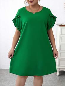 Calvaya Đầm Plus Size - Màu xanh Bạc hà - Xem 3