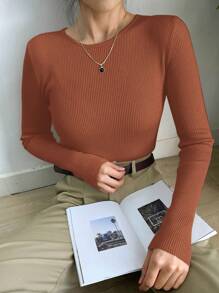 DAZY 纯色修身商务休闲毛衣、长袖上衣、秋季女装