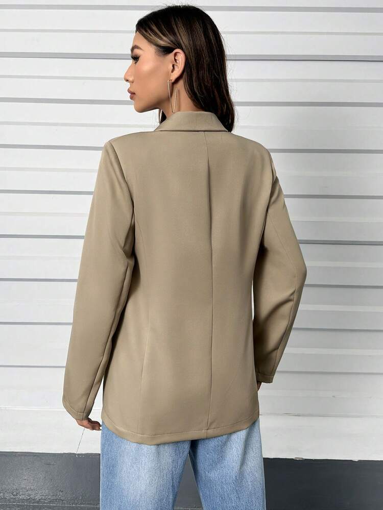 Lapel Neck Flap Detail Double Breasted Blazer